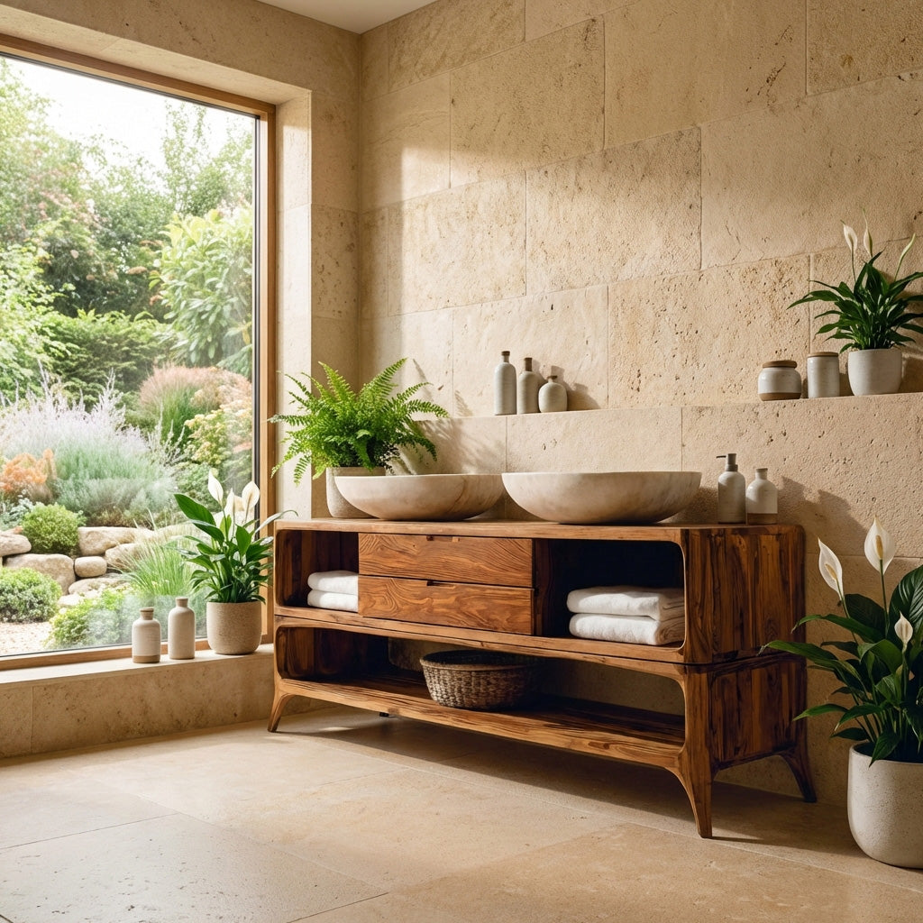 Bathroom Vanity Two-tier Design, solid wood, built to order