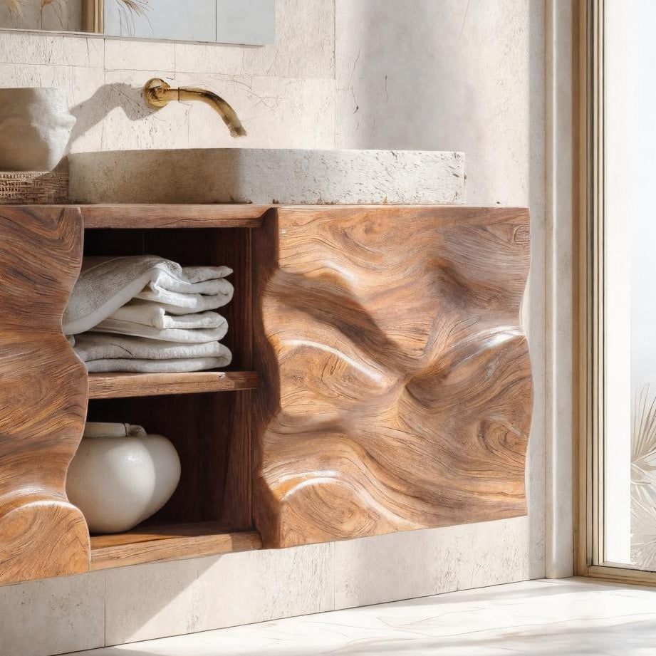 Handcrafted Wall Bathroom Vanity, solid wood, built to order