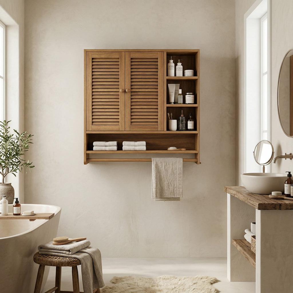 Solid Storage Cupboard Bath Shelf