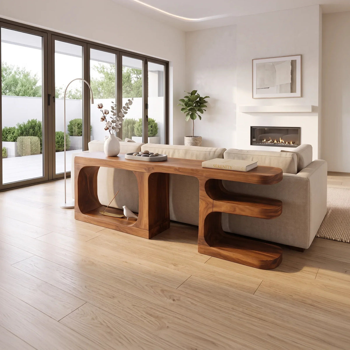 Contemporary Rounded Console Cabinet, solid wood, built to order