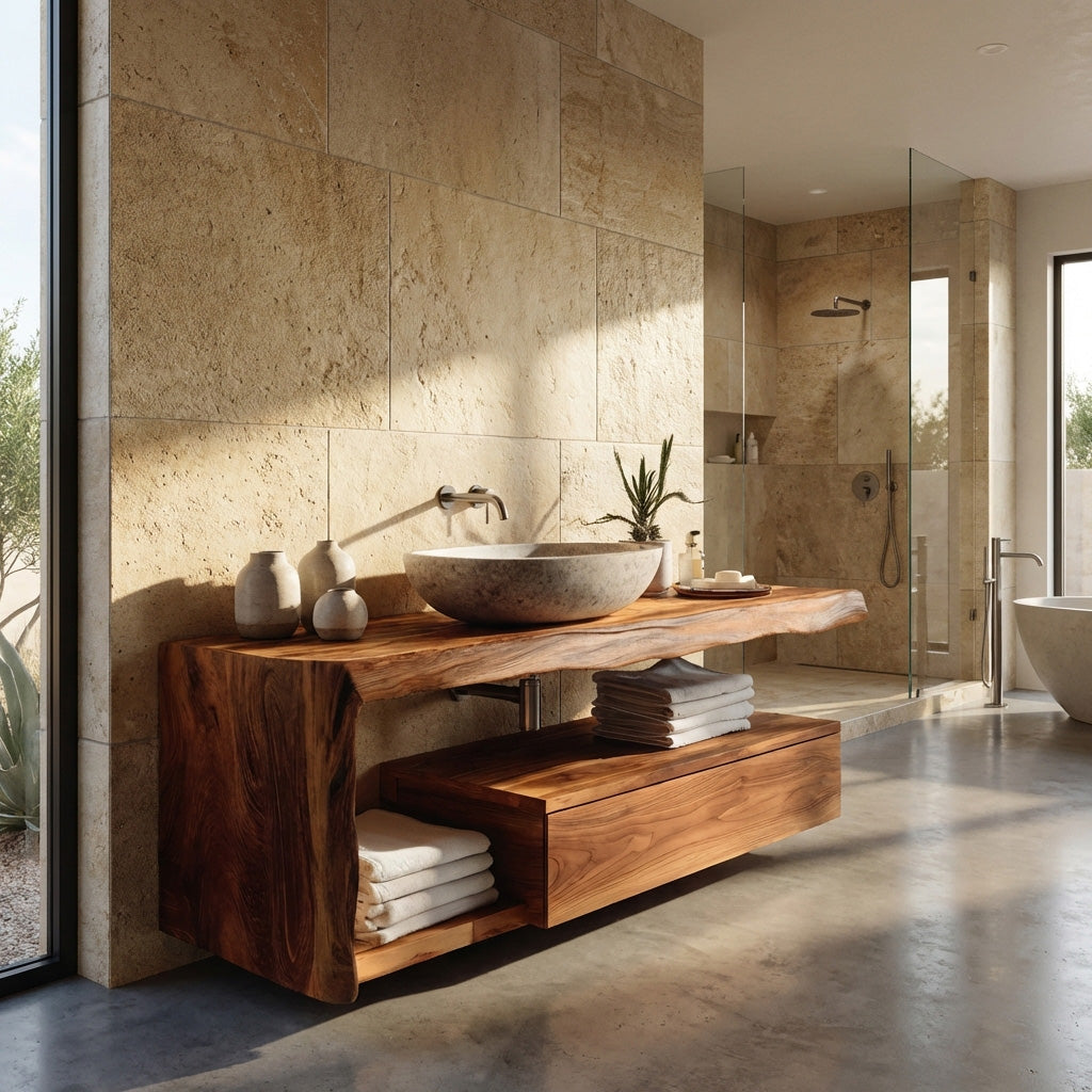 Modern Floating Bathroom Vanity for Spa, solid wood, built to order