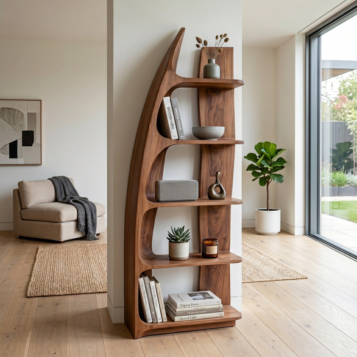 Sculptural Tiered Bookshelf