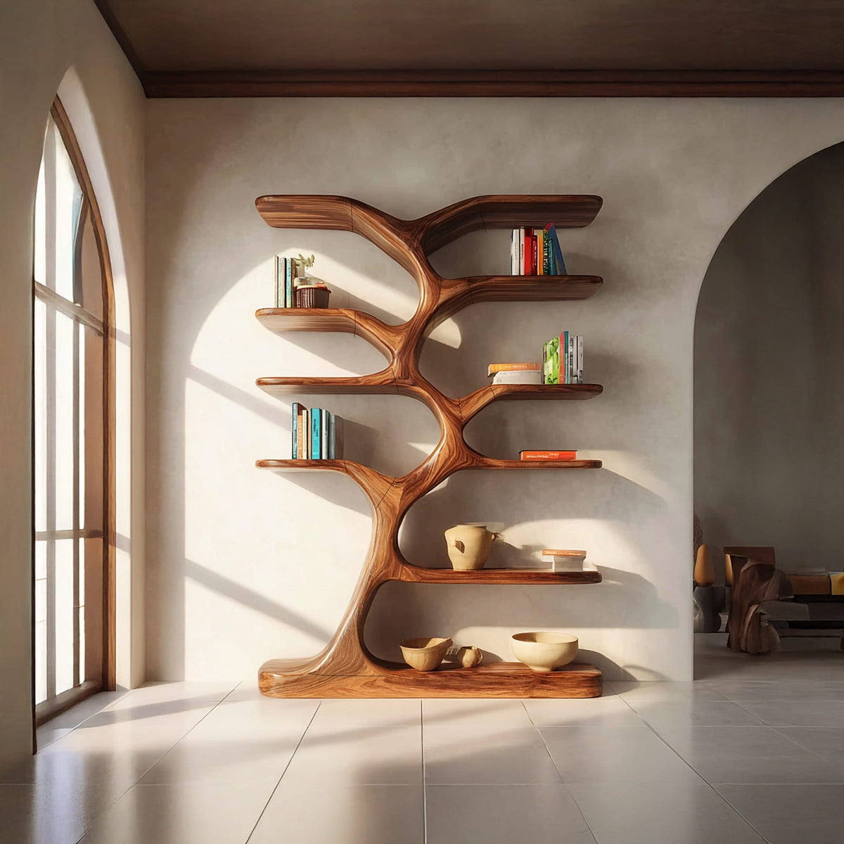 Entryway Bookshelf Natural Decor Gift, solid wood, built to order