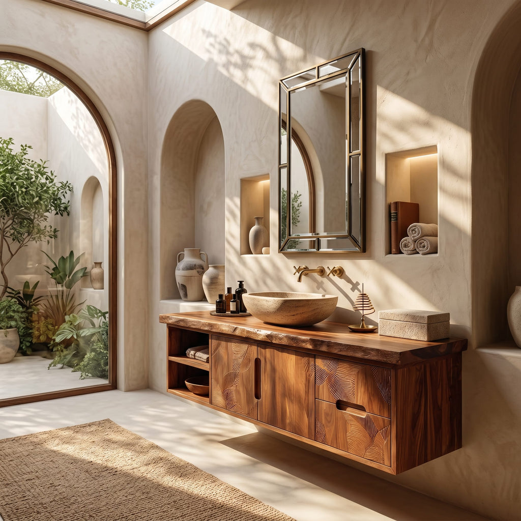 Modern Live Edge Bath Cabinet Garden Retreat, solid wood, built to order