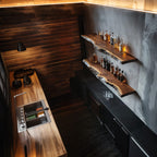 Handcrafted Live Edge Bar Shelf Dining Room Interior Storage, solid wood, built to order
