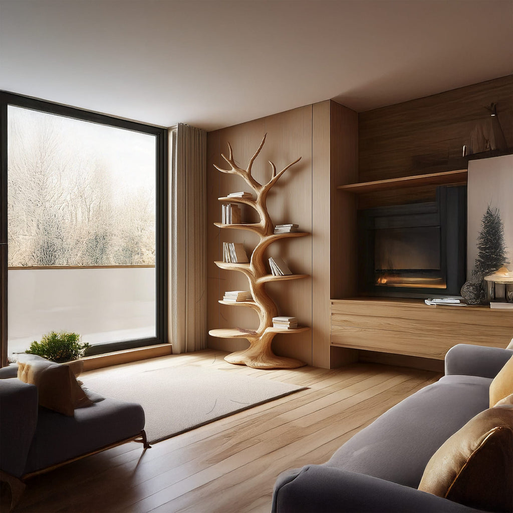 Solid Large Floating Tree Bookshelf