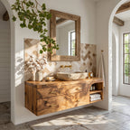 Farmhouse Bathroom Furniture with Floating Vanity, solid wood, built to order