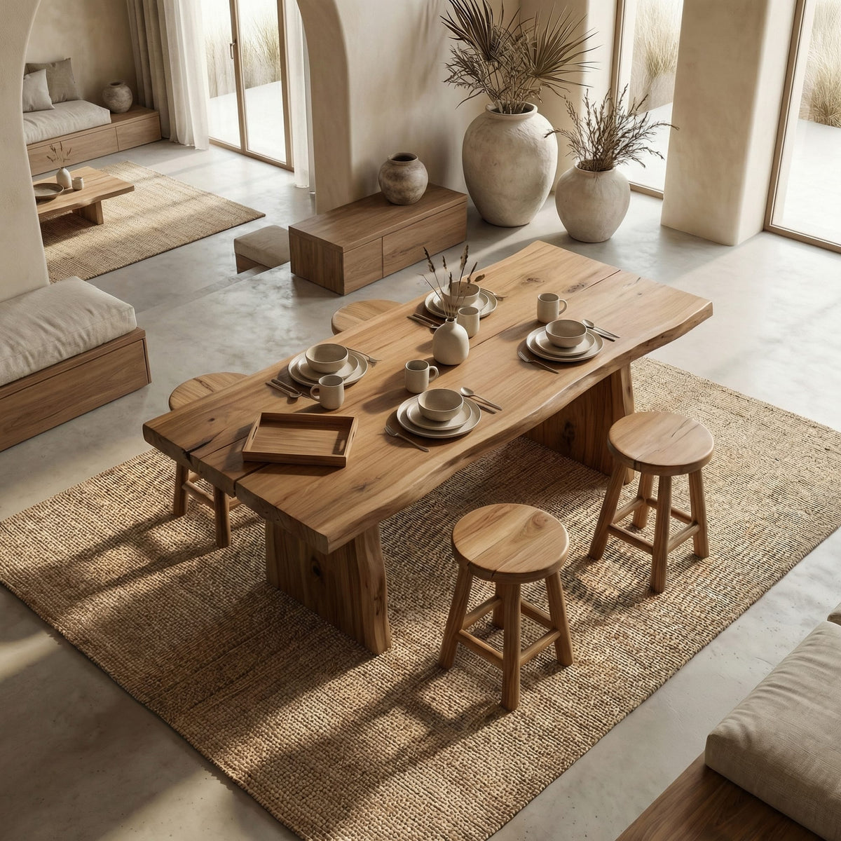 Japandi Mid Century Dining Table