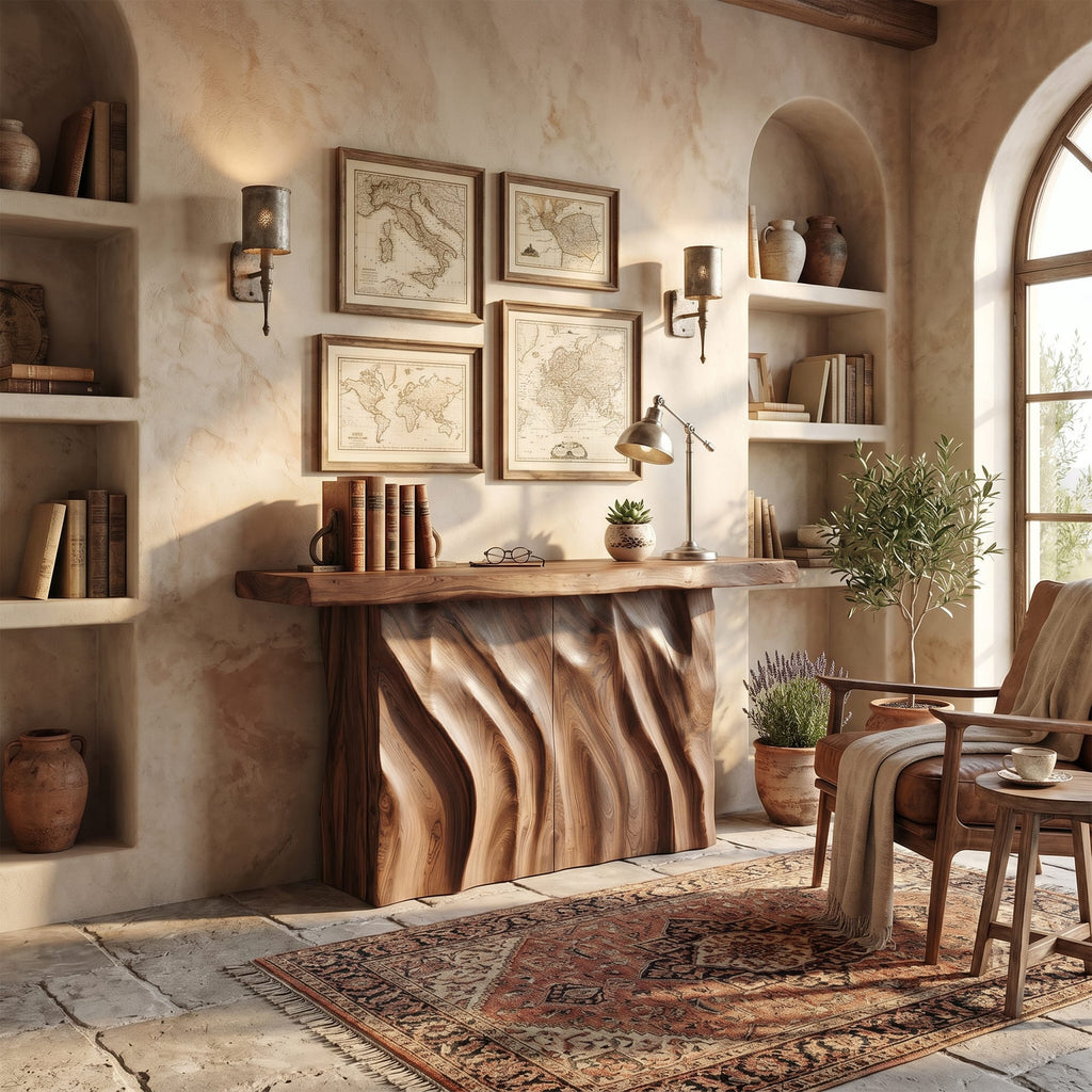 Contemporary Live Form Hall Table, solid wood, built to order