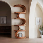 Modern Curved Bookshelf, solid wood, built to order
