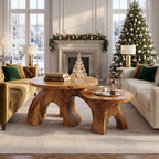 Handcrafted Round Coffee Table Apartment, solid wood, built to order