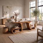 Contemporary Flowing Console Table, solid wood, built to order