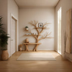 Rustic Tree Wall Bookcase Bedroom, solid wood, built to order