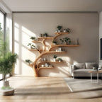 Midcentury Tree Bookshelf Bedroom Entry, solid wood, built to order