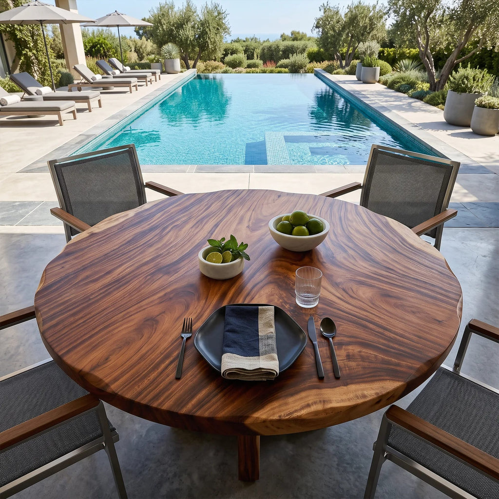 Contemporary Round Dining Table Top Dining Room, solid wood, built to order