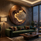 Organic Modern Round Wall Art, solid wood, built to order, view 6
