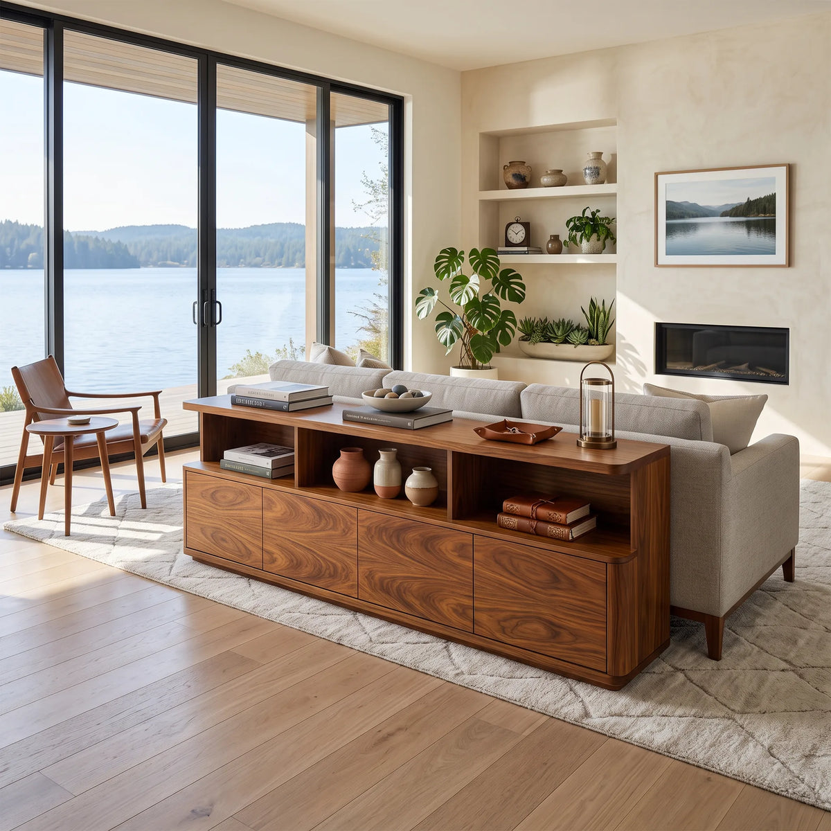 Contemporary Cabinet Console Table, solid wood, built to order