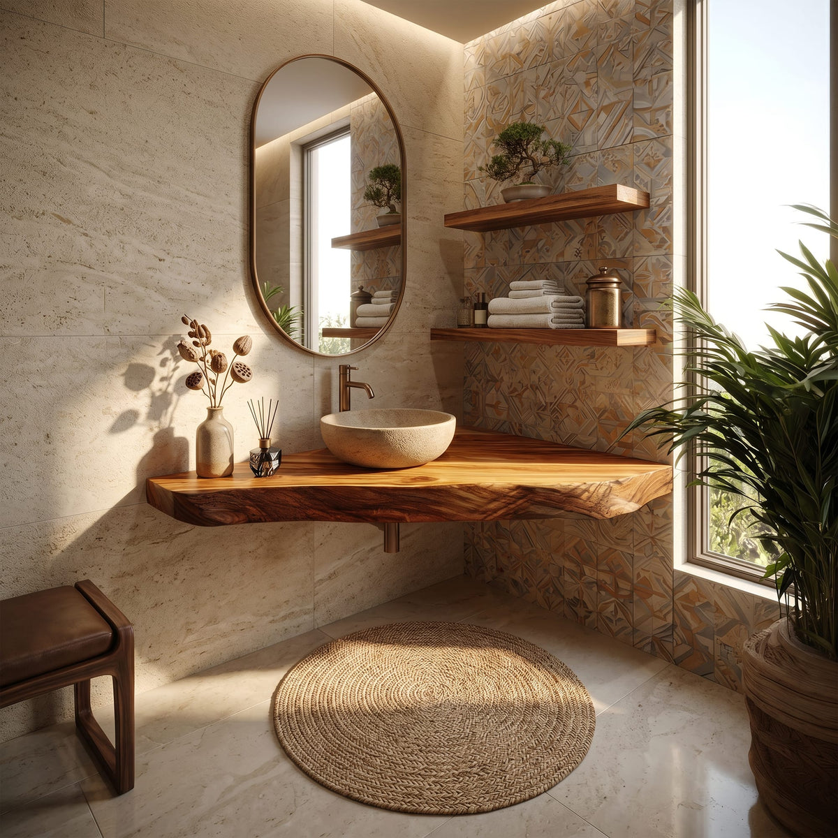 Coastal Wall Mounted Vanity Ocean View Home, solid wood, built to order