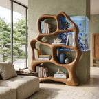 Organic Flow Bookcase for Cozy Reading Corner, solid wood, built to order