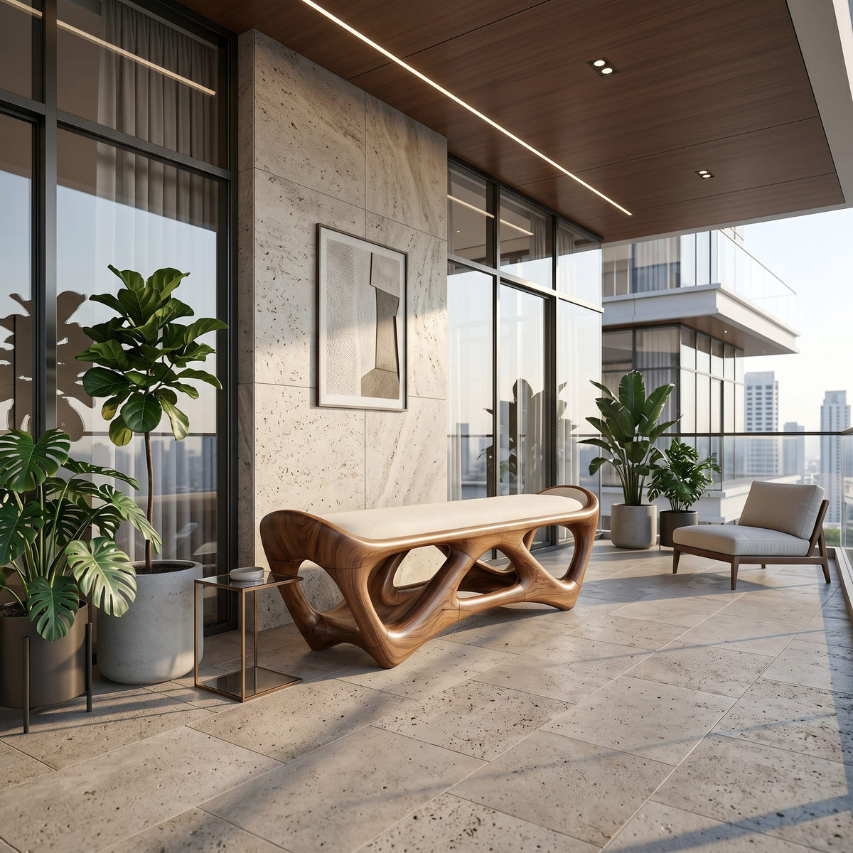 Designer Wooden Bench Creative Studio, solid wood, built to order