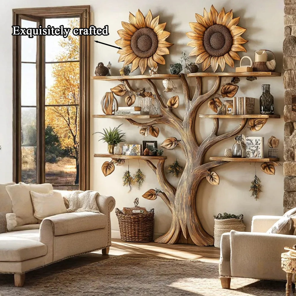 Wall Mount Floating Shelf Wood Tree Bookshelf, solid wood, built to order