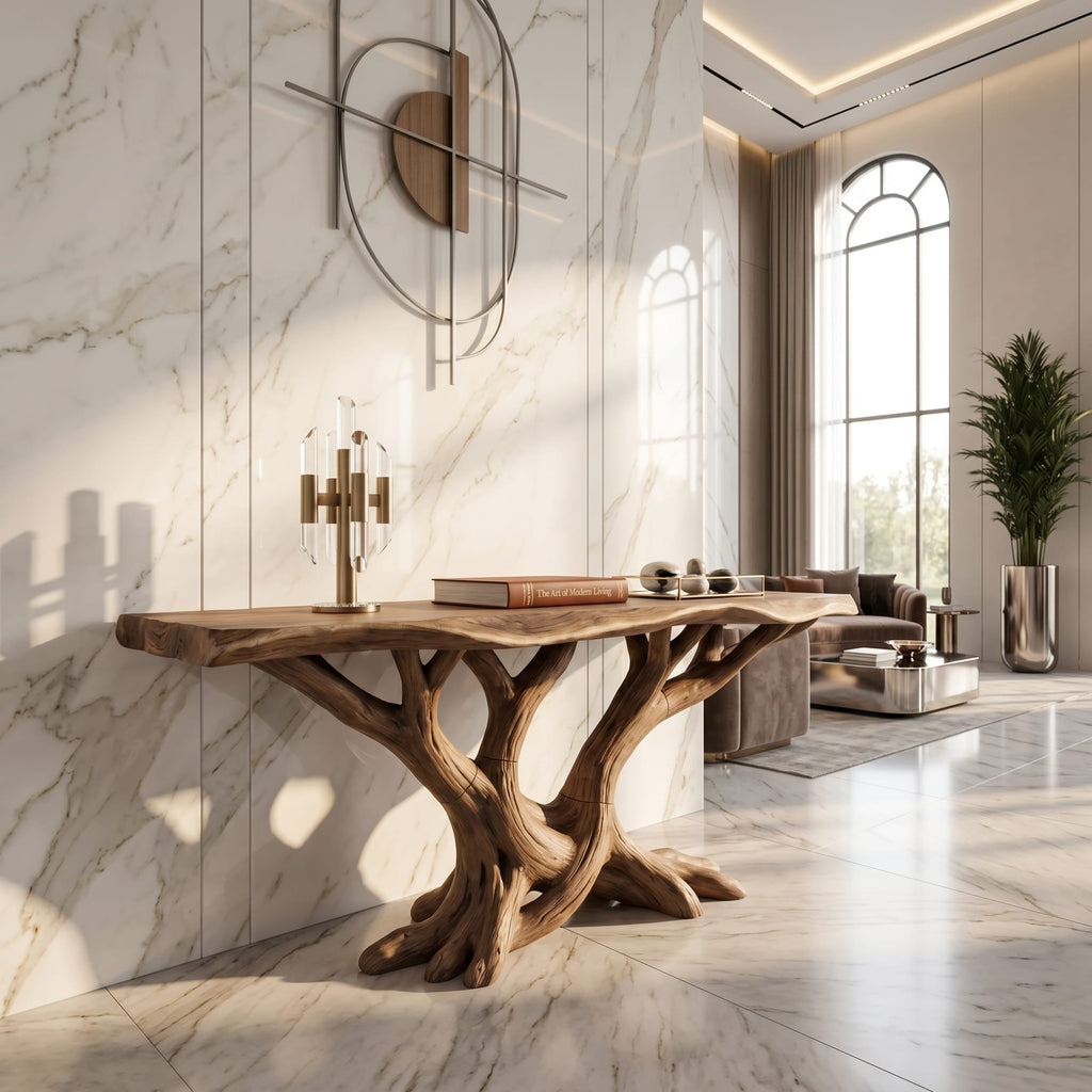 Organic Twisted Wood Console Table Hallway, solid wood, built to order