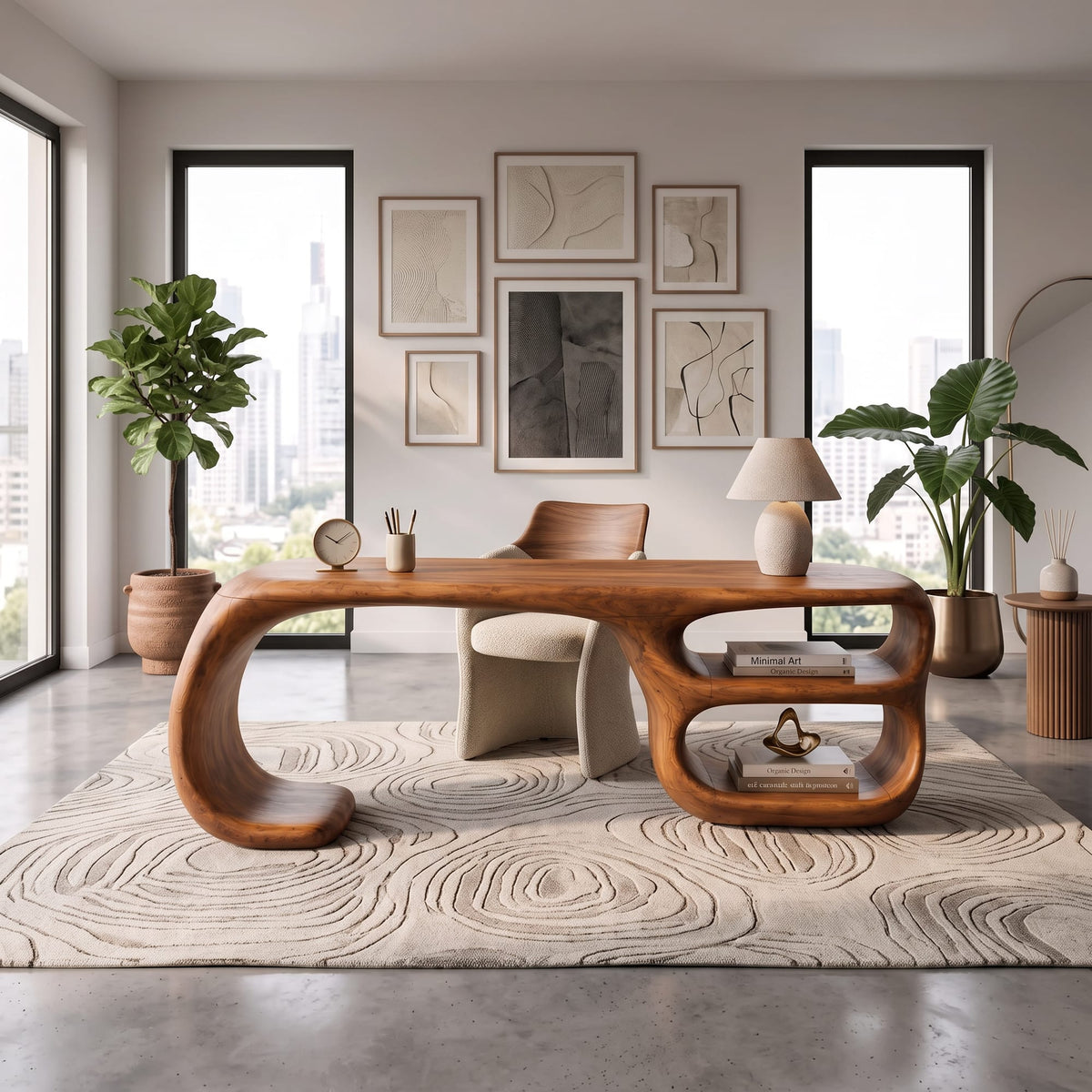 Contemporary Freeform Executive Desk Home Office Studio, solid wood, built to order
