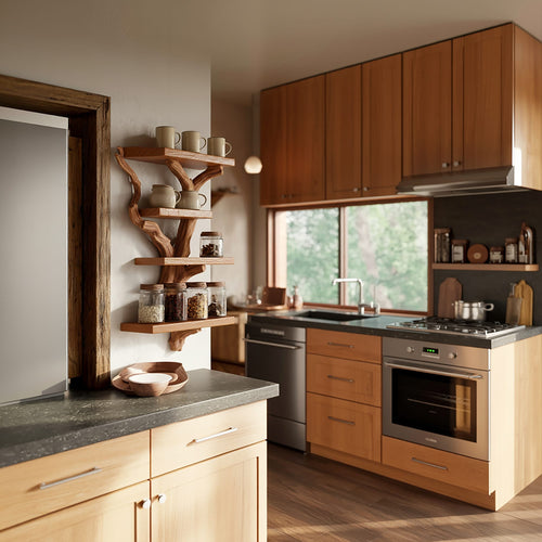 Artistic Branch Kitchen Wall Shelf Kitchen Interior Functional Decor, solid wood, built to order