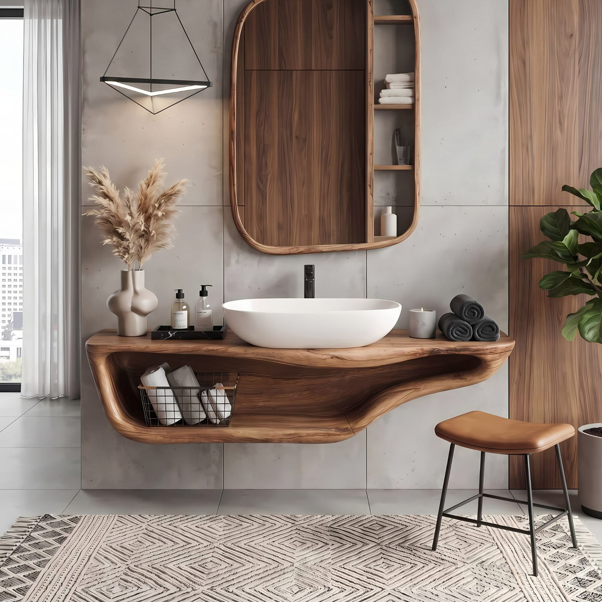 Handcrafted Live Edge Vanity, solid wood, built to order