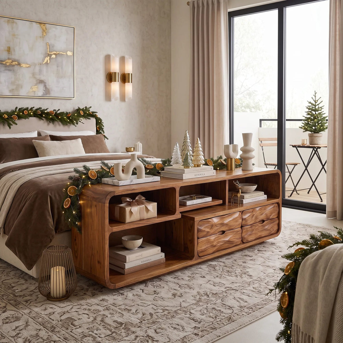Farmhouse Reindeer Behind Couch Table Living Room, solid wood, built to order