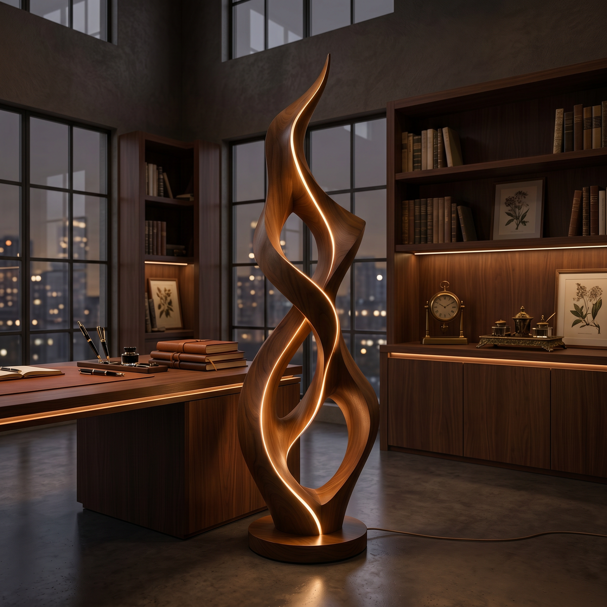 Organic Twist Floor Lamp, solid wood, built to order, view 3