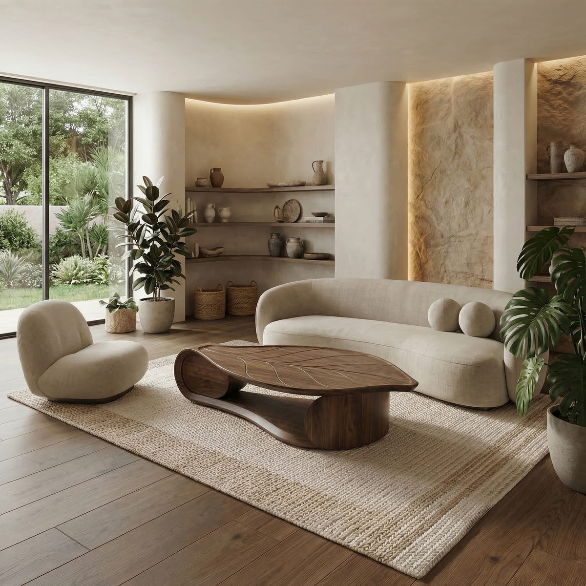 Sculptural Live Edge Abstract Coffee Table