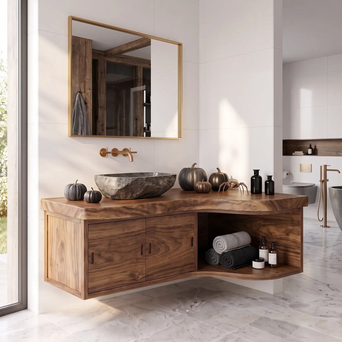 Farmhouse Bathroom Vanity Wellness Room, solid wood, built to order