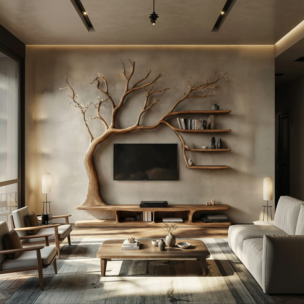Rustic Tree TV Cabinet, solid wood, built to order