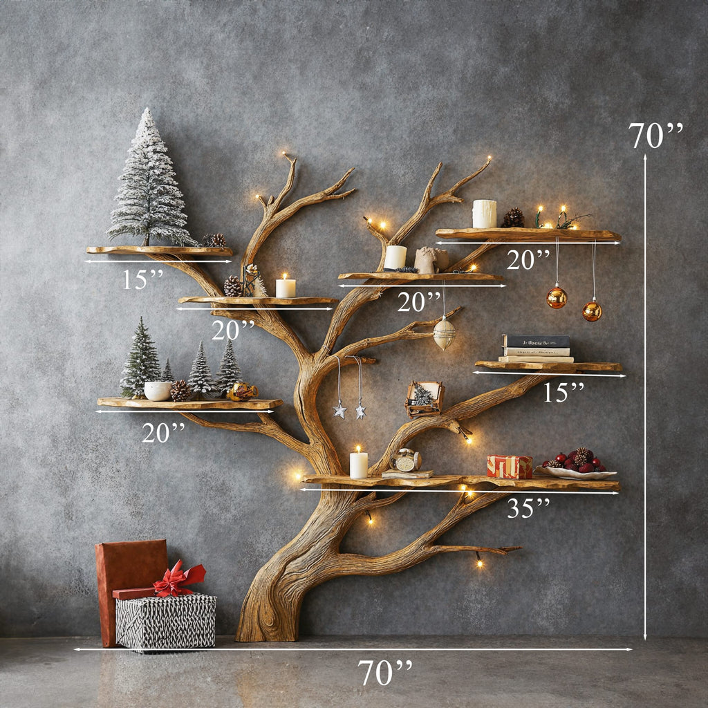 Tree Branch Montessori Bookshelf Mid Century Bookcase Home Decor, solid wood, built to order