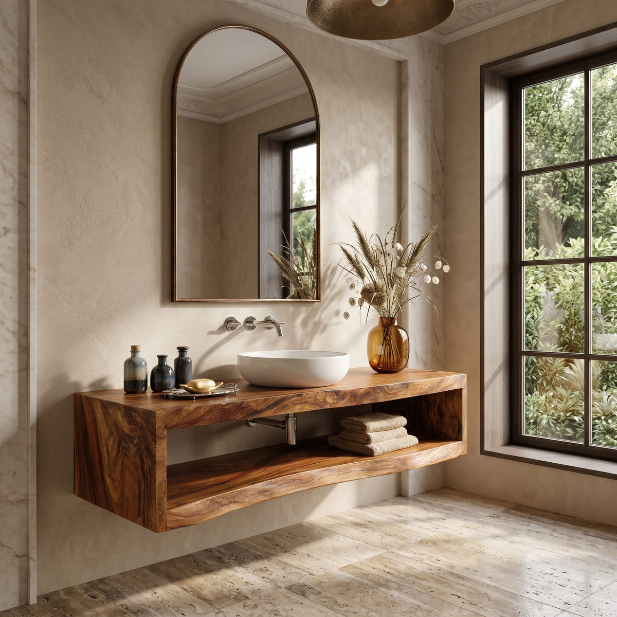 Contemporary Bathroom Cabinet Tropical Villa, solid wood, built to order