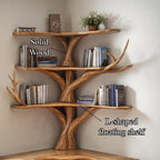 Tree Bookshelf with Corner Bench Lshaped Bench Driftwood Branch, solid wood, built to order