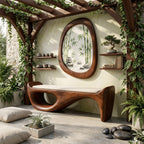 Designer Entryway Bench Organic Modern Home, solid wood, built to order