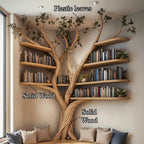 Tree Floating Corner Bookshelf with Corner Bench Lshaped Bench, solid wood, built to order