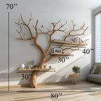 Tree Branches Wall Bookshelf Decorations, solid wood, built to order