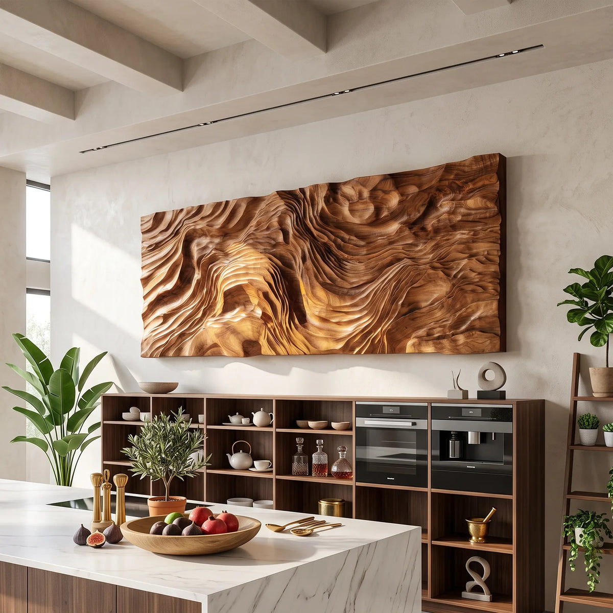 Organic Sculptural Wood Wall Art for Foyer, solid wood, built to order