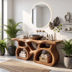 Mid Century Bathroom Sink Vanity Ensuite, solid wood, built to order
