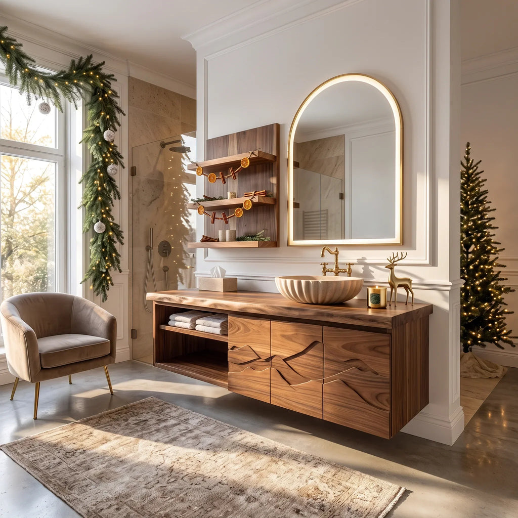 Contemporary Storage Bathroom Vanity Master Ensuite, solid wood, built to order
