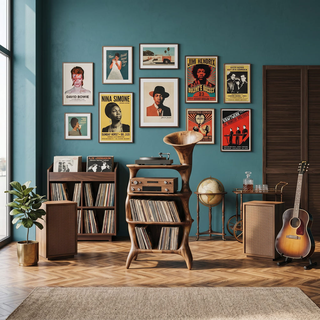 Mid Century Vinyl Cabinet, solid wood, built to order