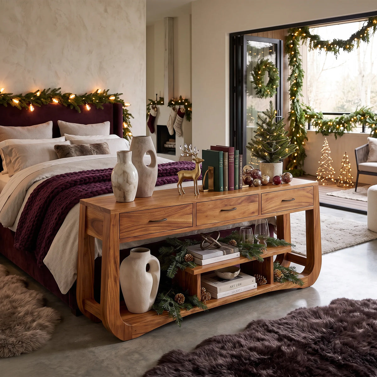Farmhouse Behind Couch Table Bedroom, solid wood, built to order