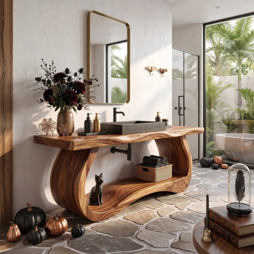 Mid Century Wood Bathroom Vanity Spa Bathroom, solid wood, built to order