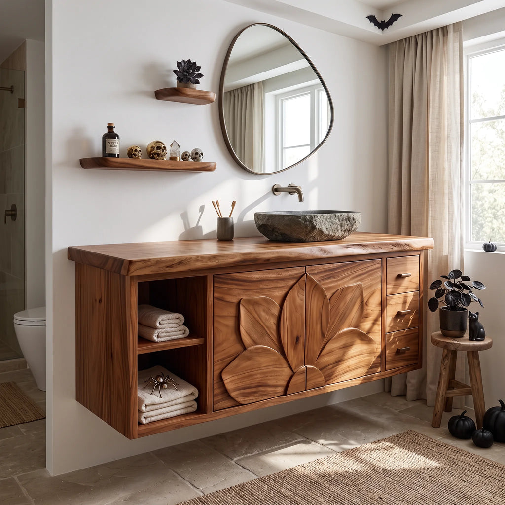 Farmhouse Storage Bathroom Vanity Country Retreat, solid wood, built to order