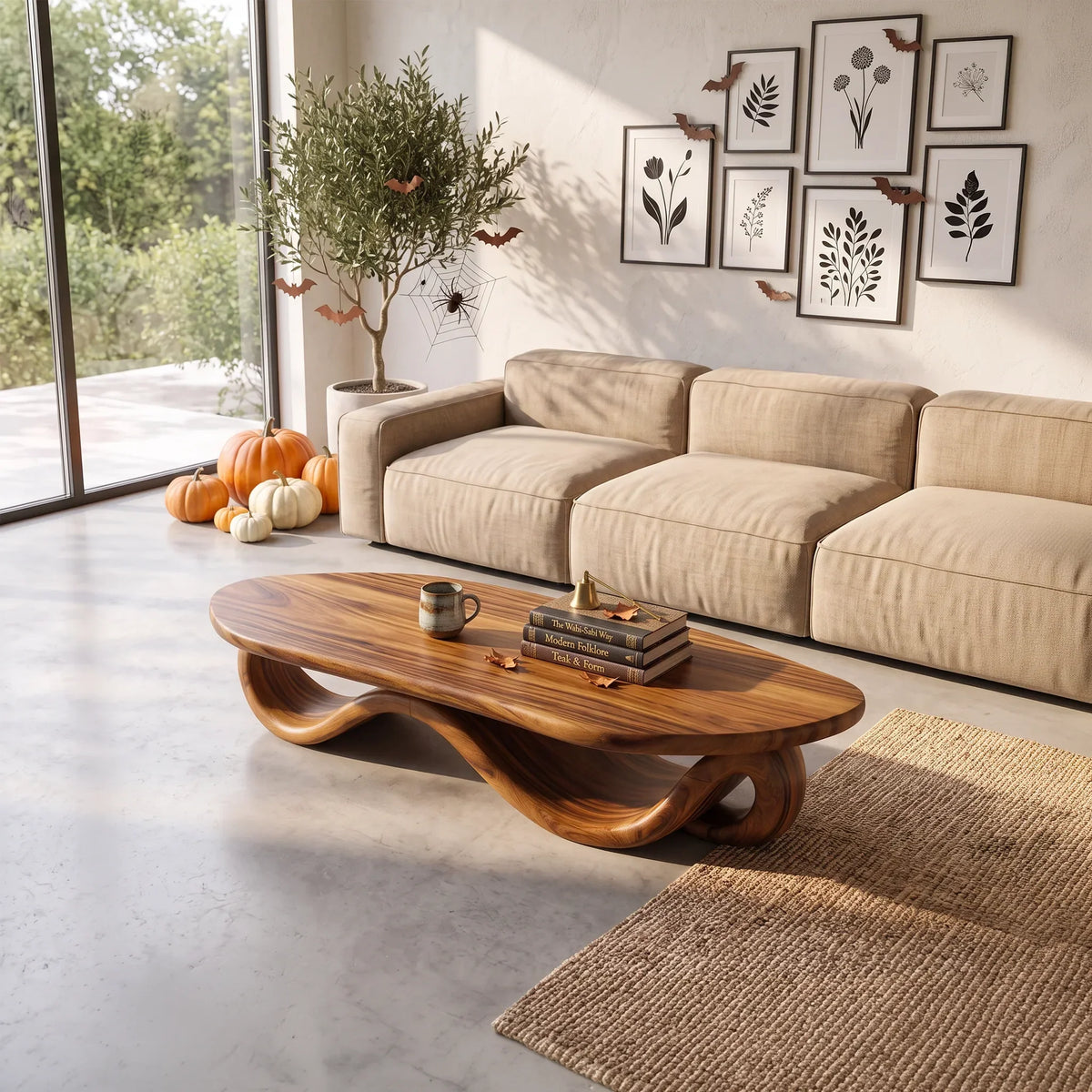Organic Wave Base Table, solid wood, built to order