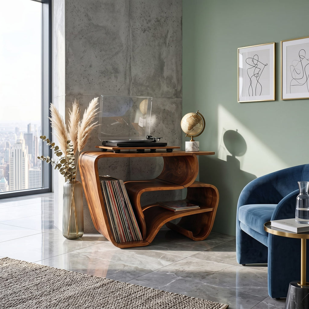 Curved Modern Record Stand