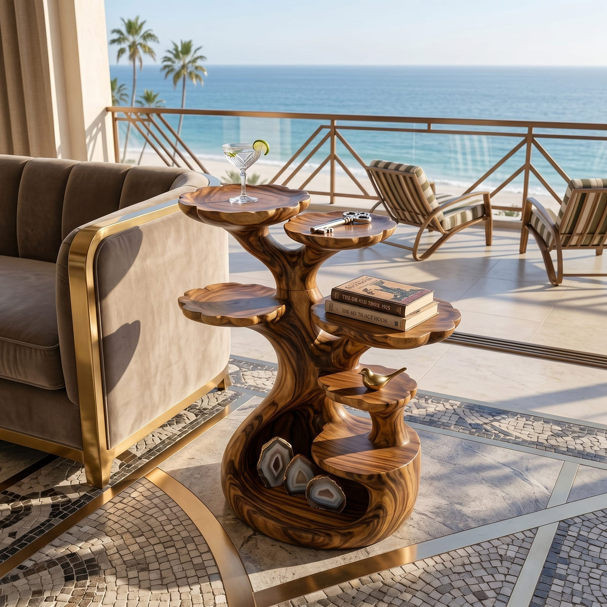 Contemporary Multi Tier Side Table Home, solid wood, built to order